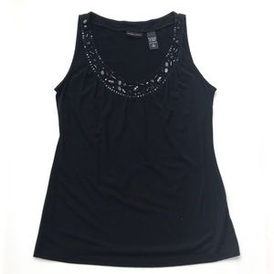 Vintage Y2K NY & CoBlack Jewel Detail Scoop Neckline Loose Fit Tank Size Small